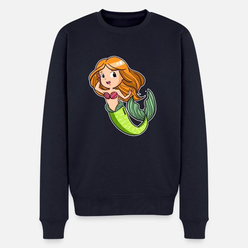 Meerjungfrau Mädchen Manga Wasser Nixe Geschenk - Männer Premium Bio Pullover - Navy