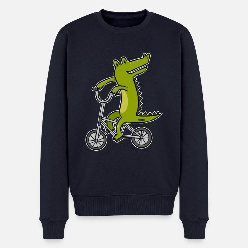 Krokodil Alligator Reptil Fahrrad Kinder Geschenk - Männer Premium Bio Pullover - Navy