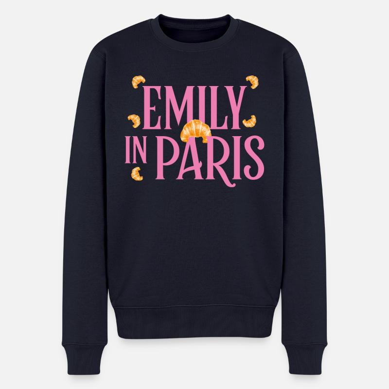 Emily In Paris Logo Mit Vielen Croissants - Männer Premium Bio Pullover - Navy