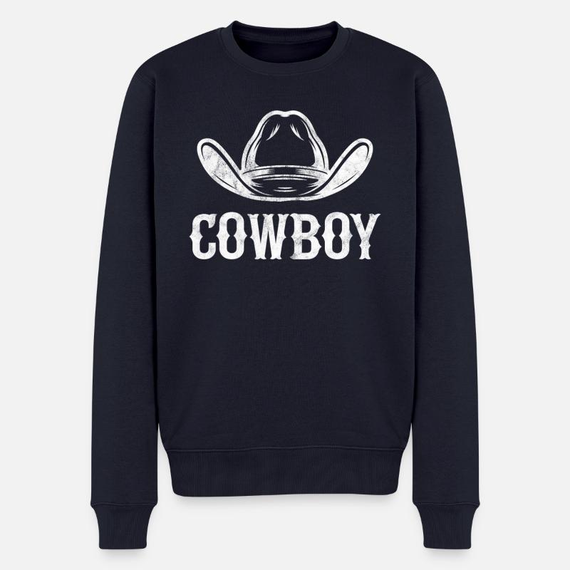 Cowboy - Männer Premium Bio Pullover - Navy