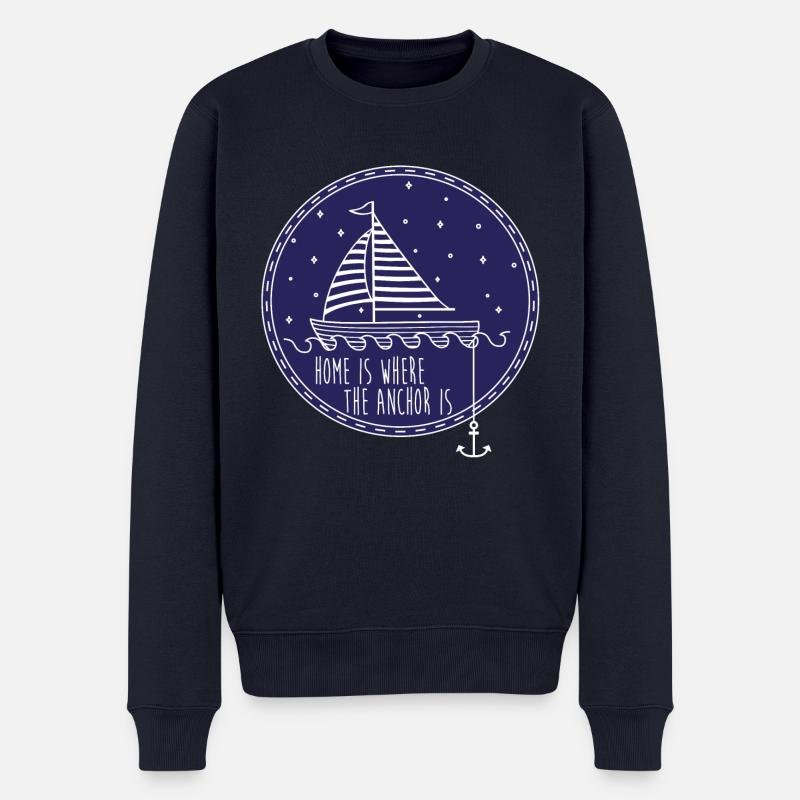Segelschiff Sternennacht - Männer Premium Bio Pullover - Navy