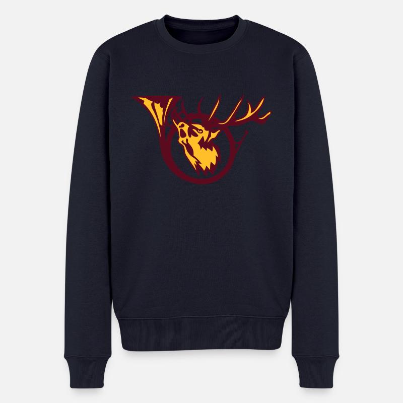 Rotwild-Jagdhorn-Logo Jagd deer 1 - Männer Premium Bio Pullover - Navy