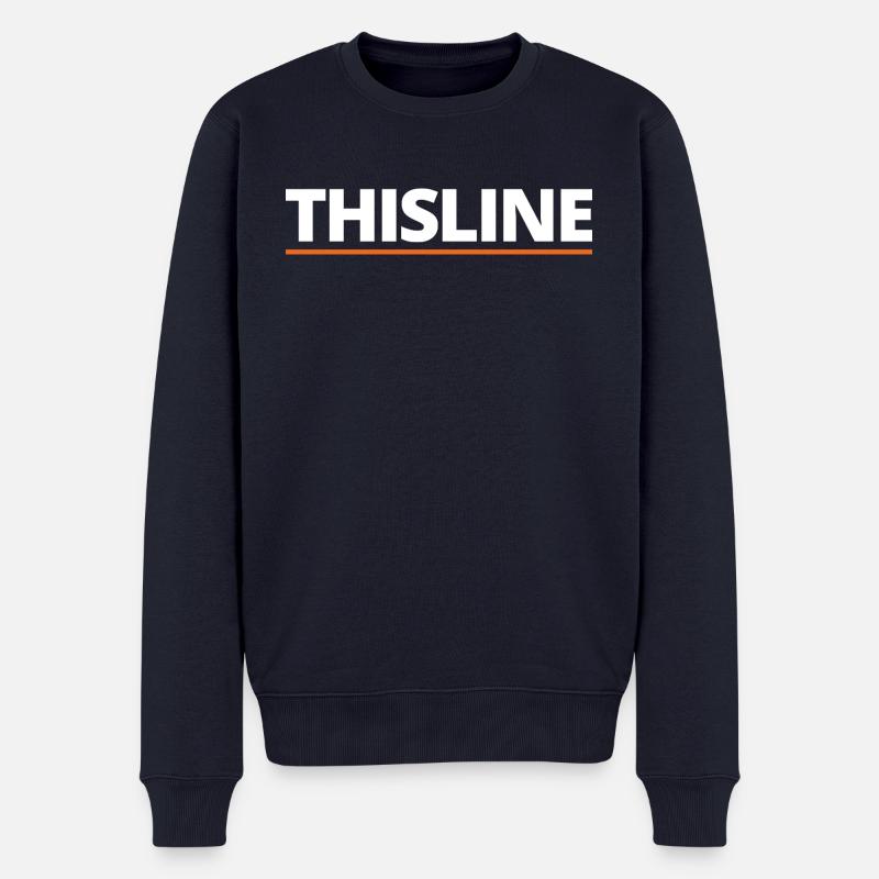 Dünne orangefarbene Linie - Männer Premium Bio Pullover - Navy