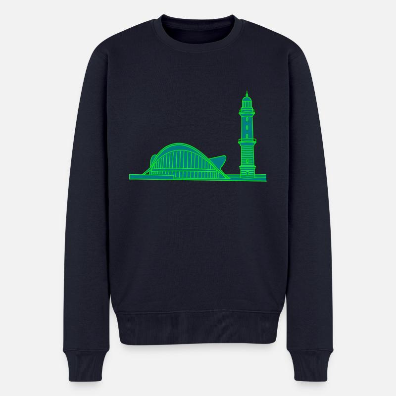 Leuchtturm Warnemünde 2 - Männer Premium Bio Pullover - Navy