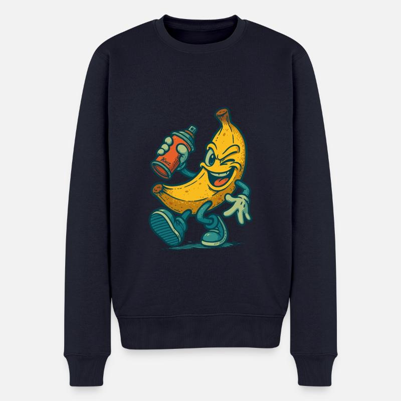 Freche Banane mit Spraydose - Männer Premium Bio Pullover - Navy