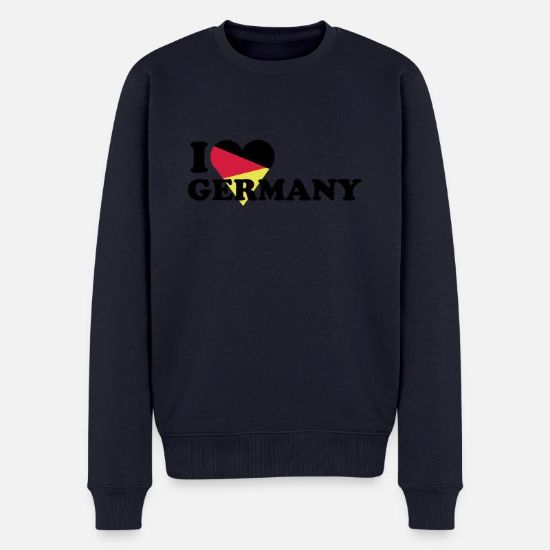 I love Germany / Ich liebe Deutschland mit Herz - Männer Premium Bio Pullover - Navy