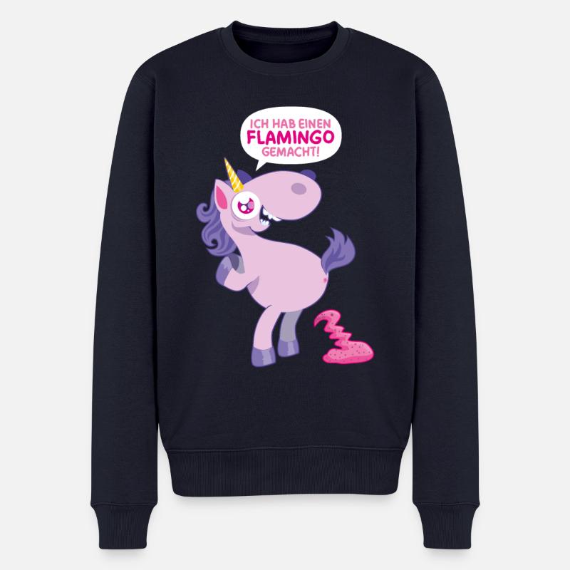 Einhorn Flamingo gemacht - Männer Premium Bio Pullover - Navy