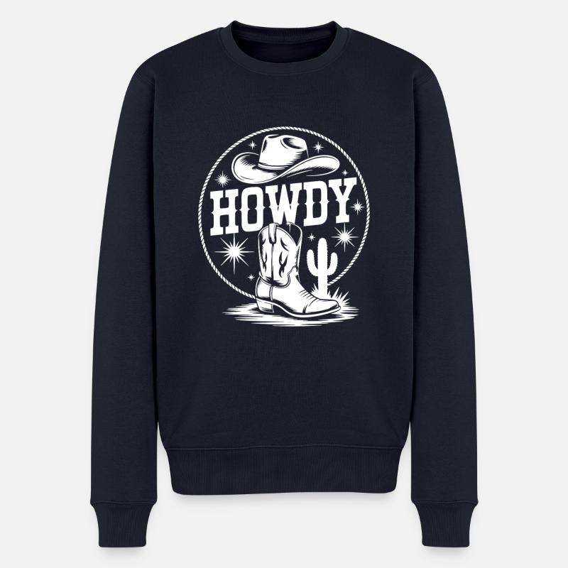 Howdy Country Dance Linedance. Stetson und Boots - Männer Premium Bio Pullover - Navy