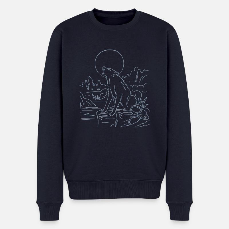 Wolf - Männer Premium Bio Pullover - Navy
