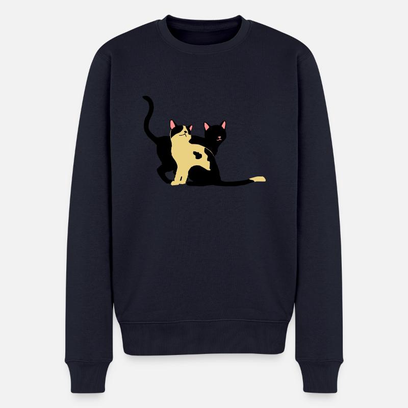 2 Katzen - Männer Premium Bio Pullover - Navy