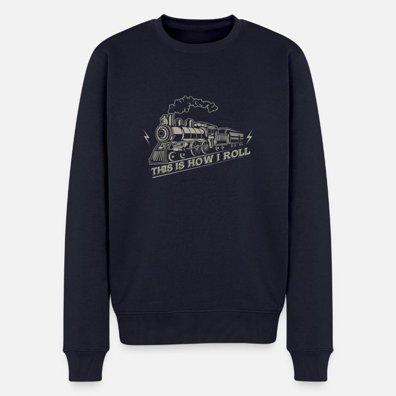 This is how i roll - railroad train - Männer Premium Bio Pullover - Navy