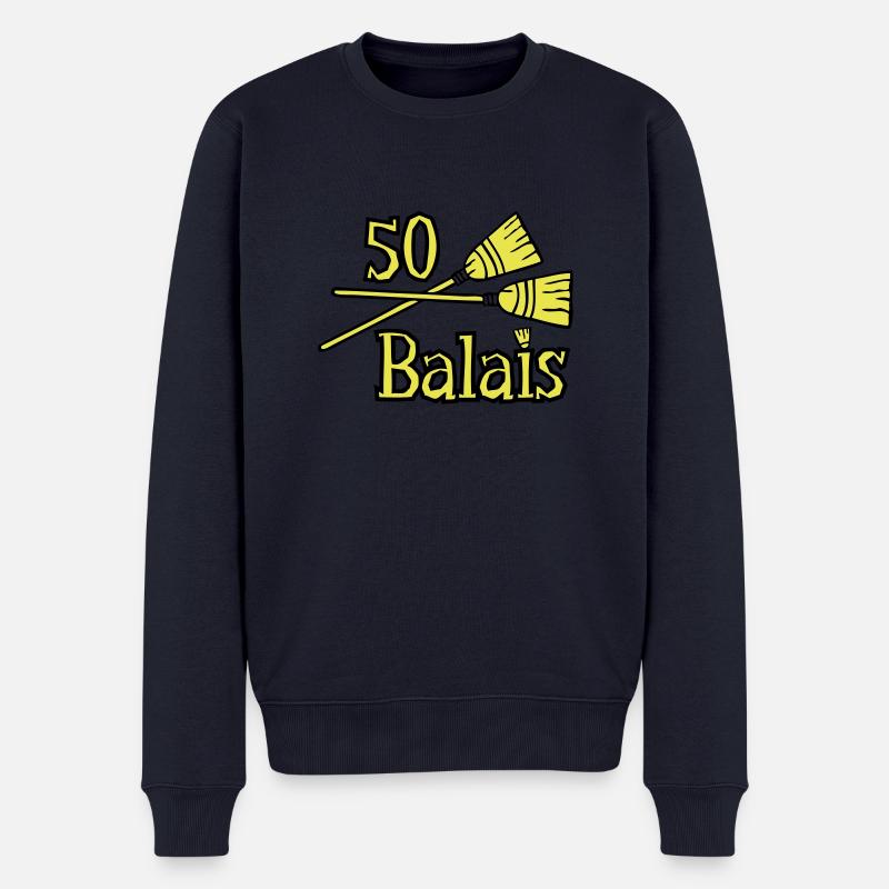 50 Jahre Besen - Männer Premium Bio Pullover - Navy