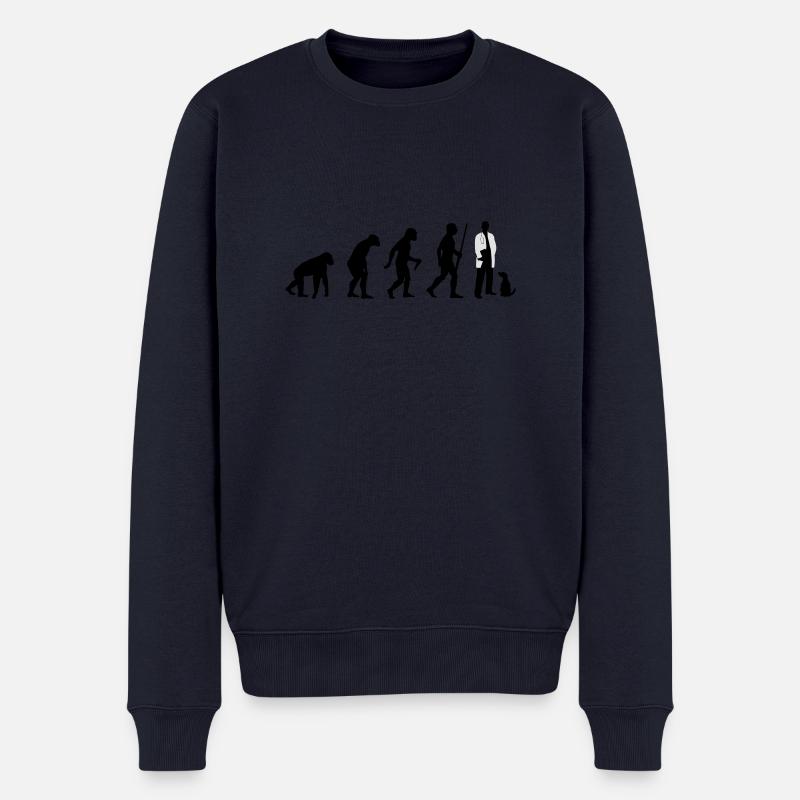 L'évolution des vétérinaires - Pull Premium bio Homme - bleu marine