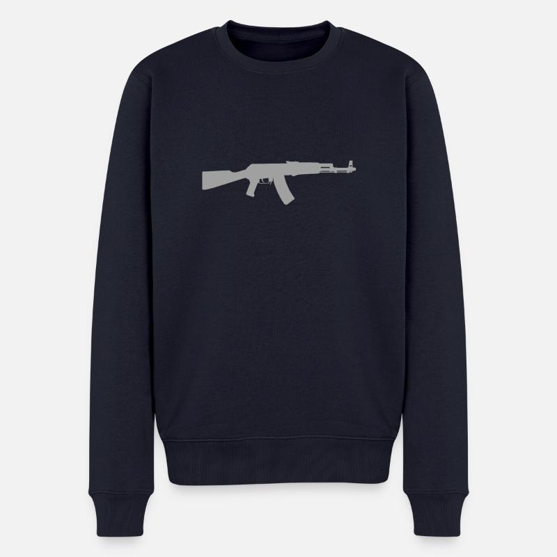 Gun grau 47 - Männer Premium Bio Pullover - Navy