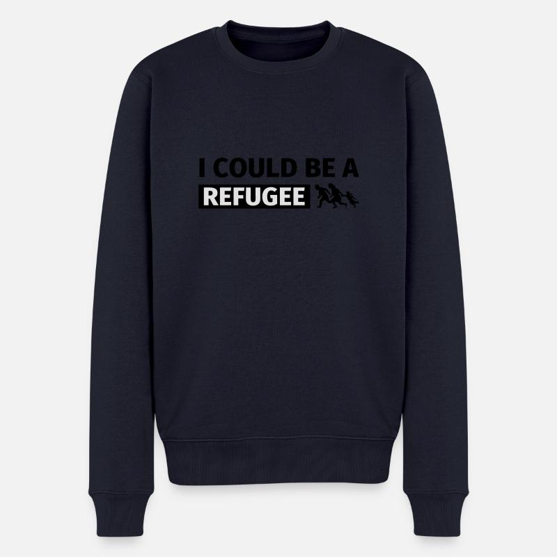 I could be a refugee - Pull Premium bio Homme - bleu marine
