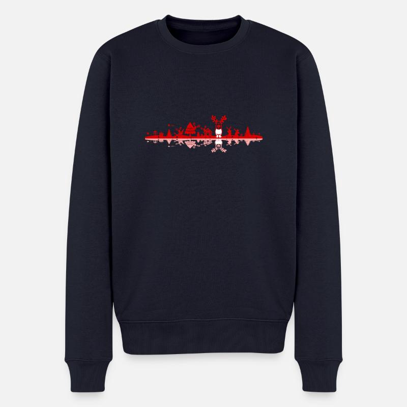 Weihnachten - Landschaft Elch - Männer Premium Bio Pullover - Navy