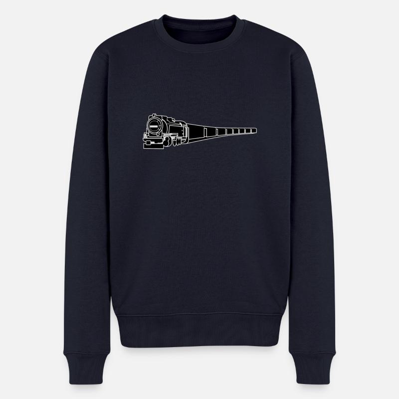 vinted retro railway train - Männer Premium Bio Pullover - Navy
