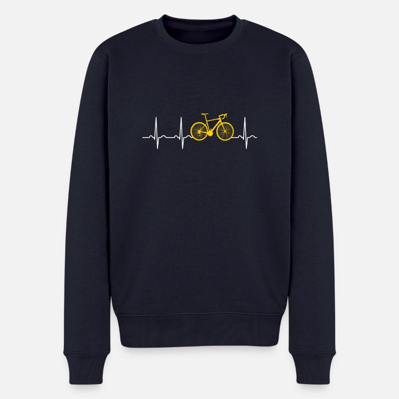 Fahrrad Herzschlag Ekg Rad - Männer Premium Bio Pullover - Navy