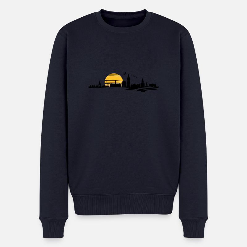 Skyline - Husum - Männer Premium Bio Pullover - Navy