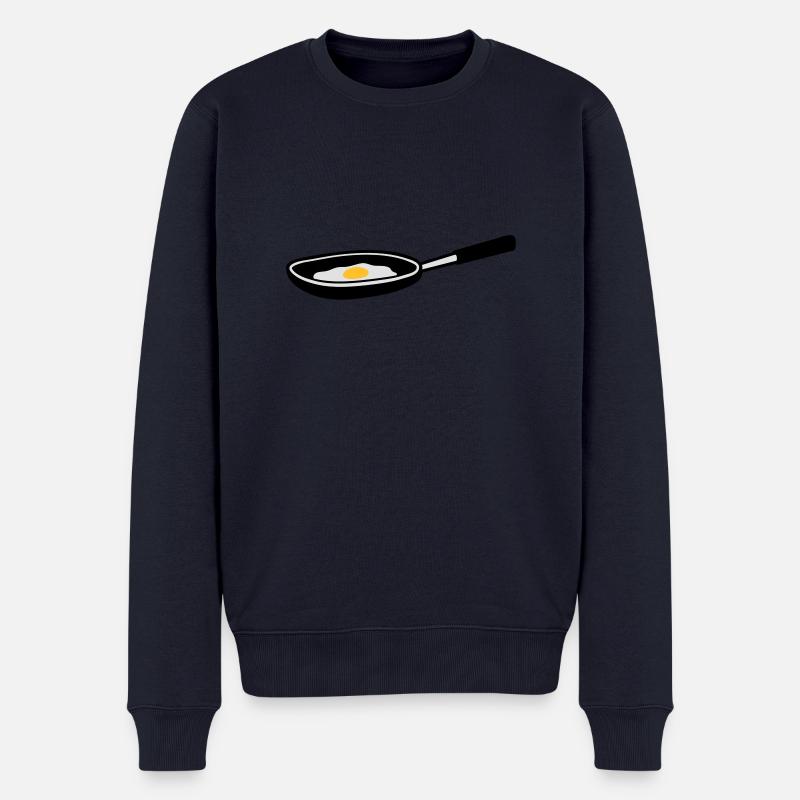 egg_in_pan - Männer Premium Bio Pullover - Navy