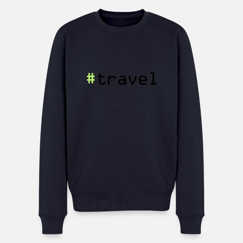 #travel - Männer Premium Bio Pullover - Navy