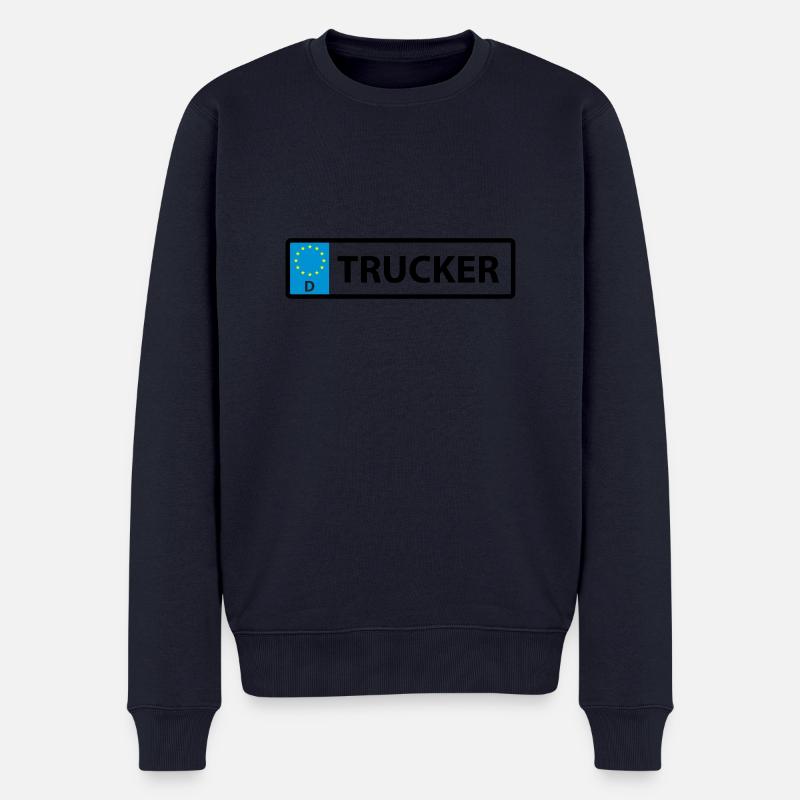 Nummernschild Trucker - Männer Premium Bio Pullover - Navy