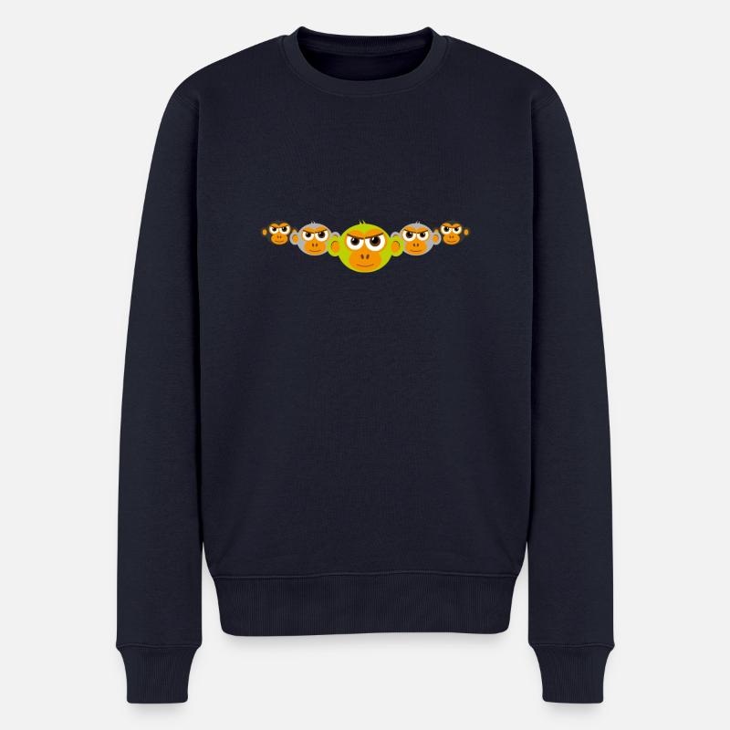 affen_smileys_grau_gruen - Männer Premium Bio Pullover - Navy