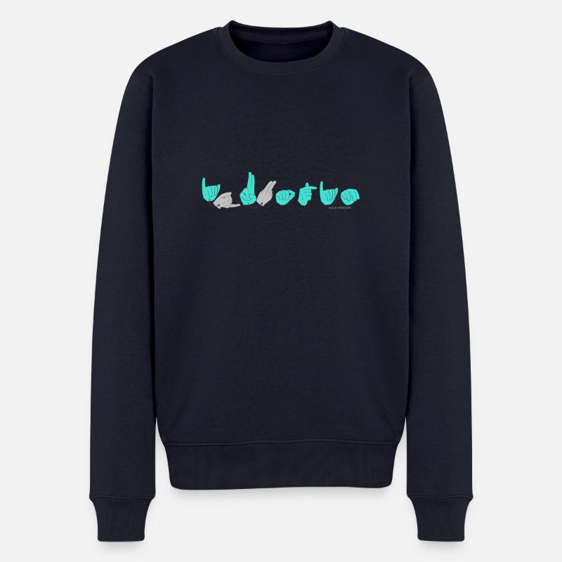 JUSTIN Türkis - Männer Premium Bio Pullover - Navy