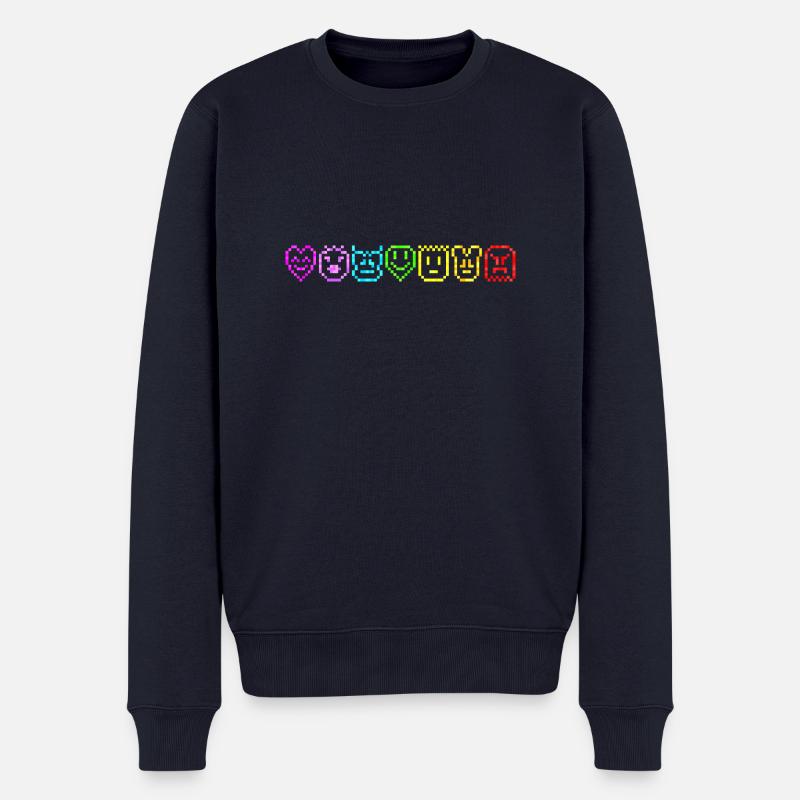 Lustige Emotionen Regenbogenfarbe Emoticon - Männer Premium Bio Pullover - Navy