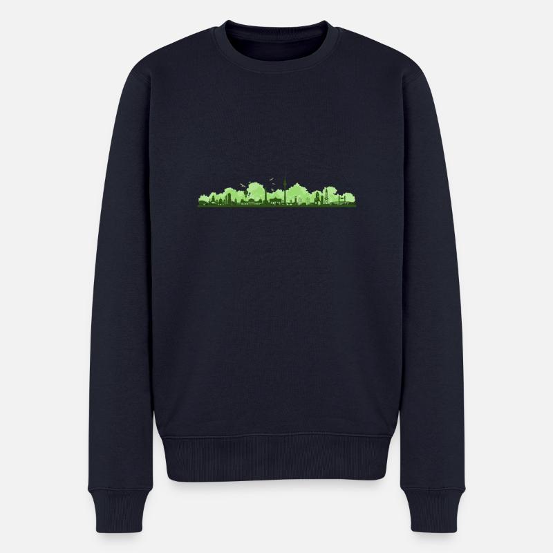 Skyline - Berlin Bäume - Männer Premium Bio Pullover - Navy