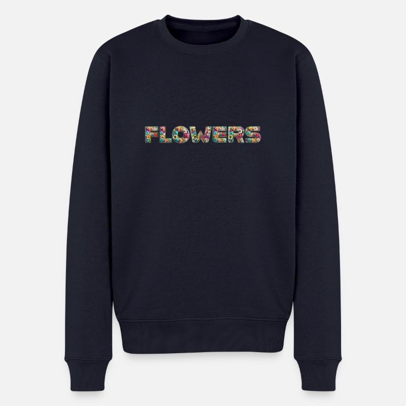 💐🌸🌻 FLEURS - Fleurs 🌻 🌸💐 - Pull Premium bio Homme - bleu marine
