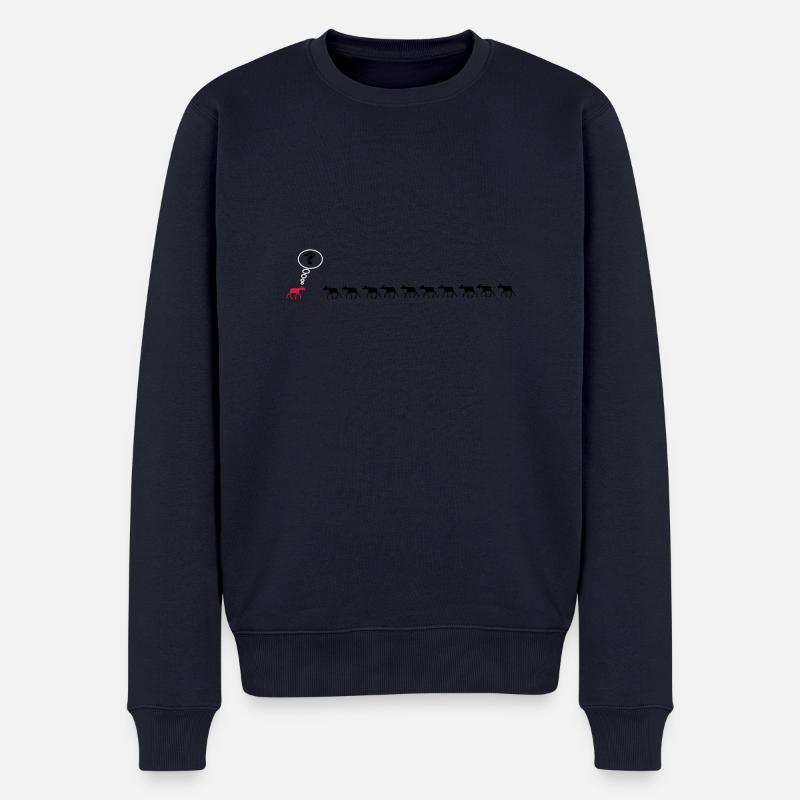 Elch-10+1=? verwirrter Elk - Männer Premium Bio Pullover - Navy