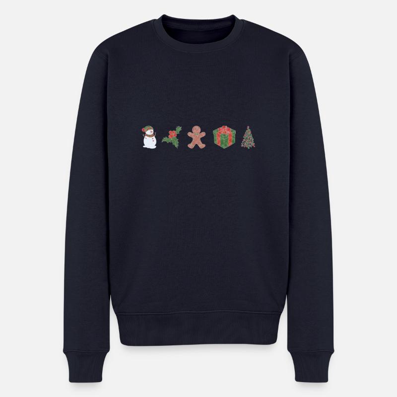 Boho Line Art Design, Serie „Xmas“ - Männer Premium Bio Pullover - Navy