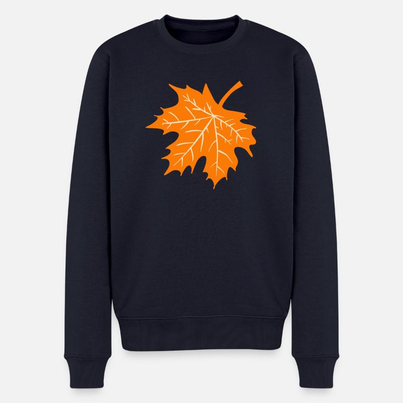 Herbst Blatt Geschenkidee Natur - Männer Premium Bio Pullover - Navy