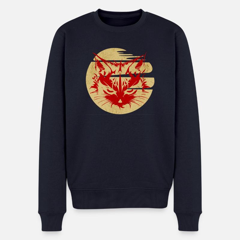 Katze - Mond - Kitten - Männer Premium Bio Pullover - Navy