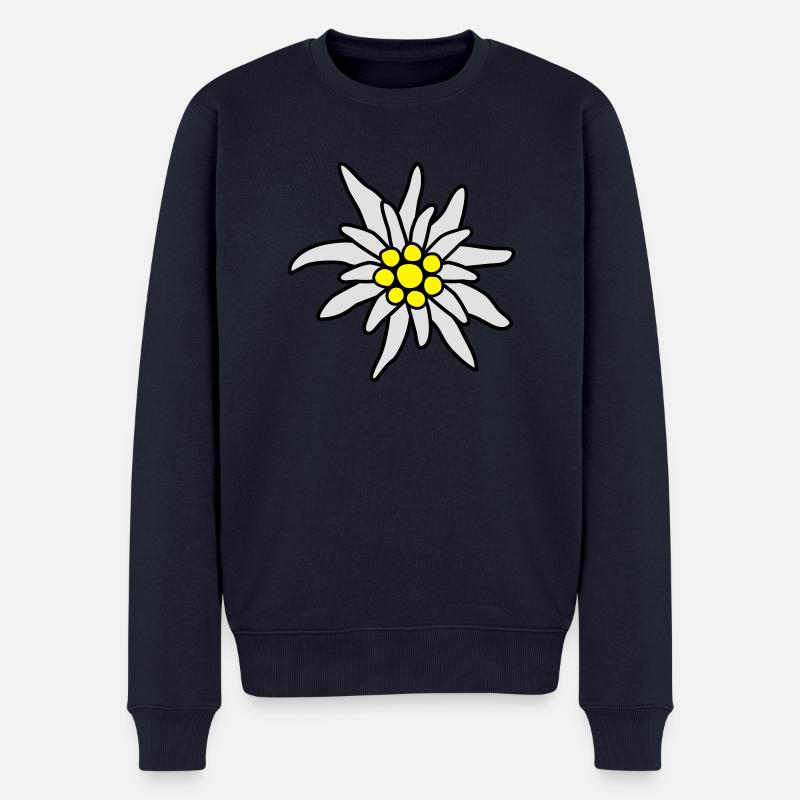 Edelweiß Blüte - Männer Premium Bio Pullover - Navy