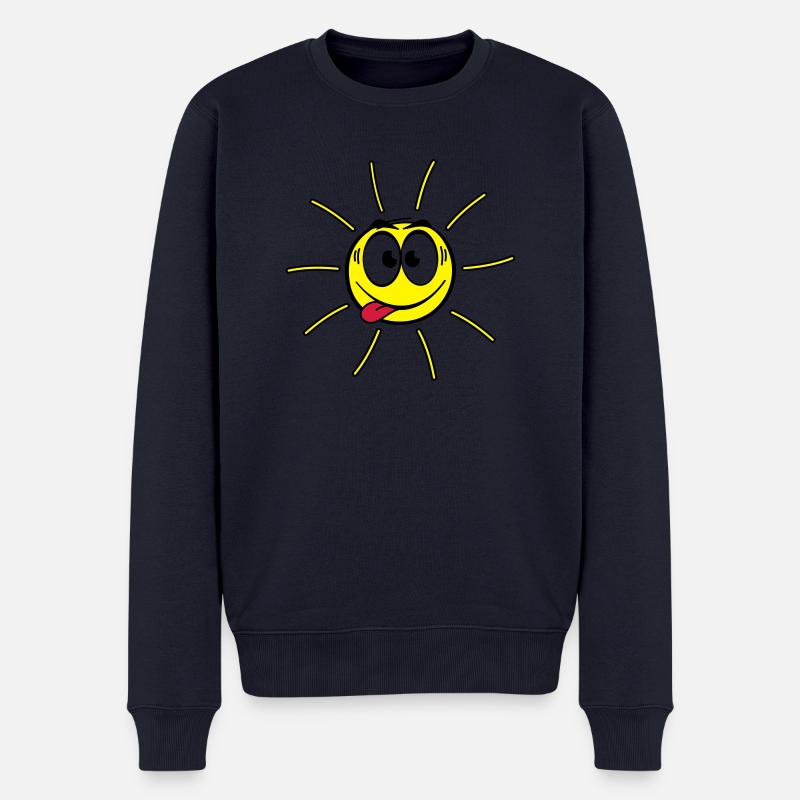 Gesicht - Sonne - Männer Premium Bio Pullover - Navy