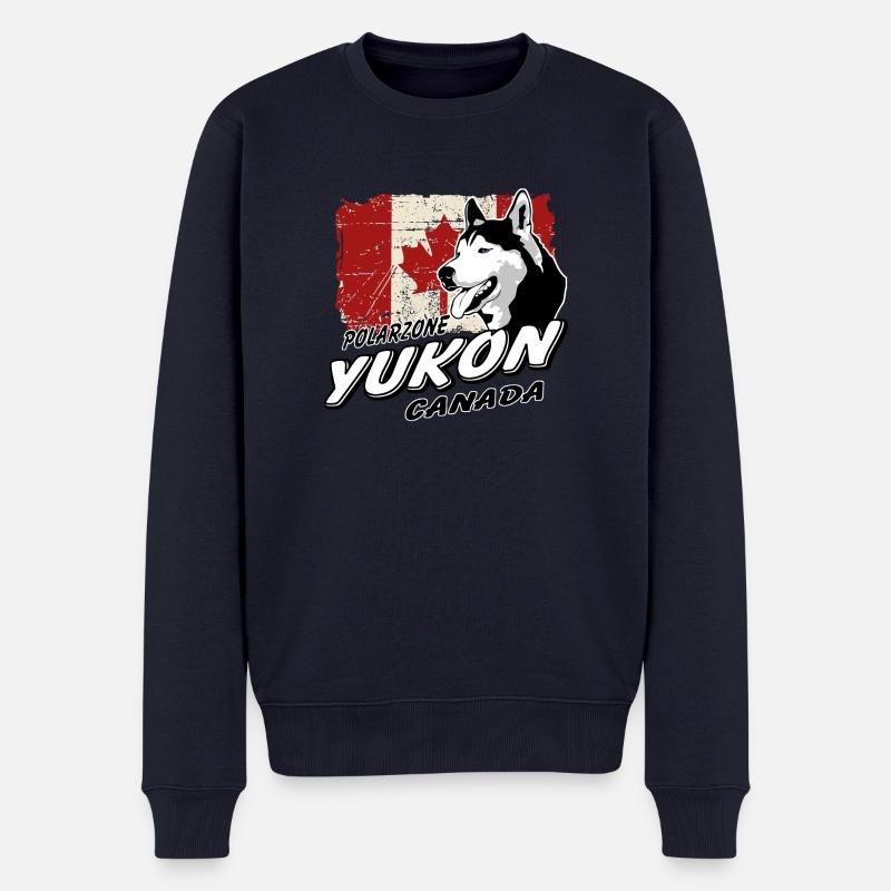 Yukon - Husky - Canada Vintage Flag - Männer Premium Bio Pullover - Navy
