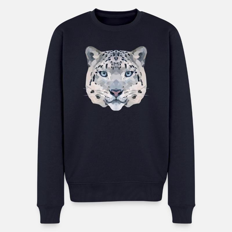 Polyart Léopard des neiges - Pull Premium bio Homme - bleu marine