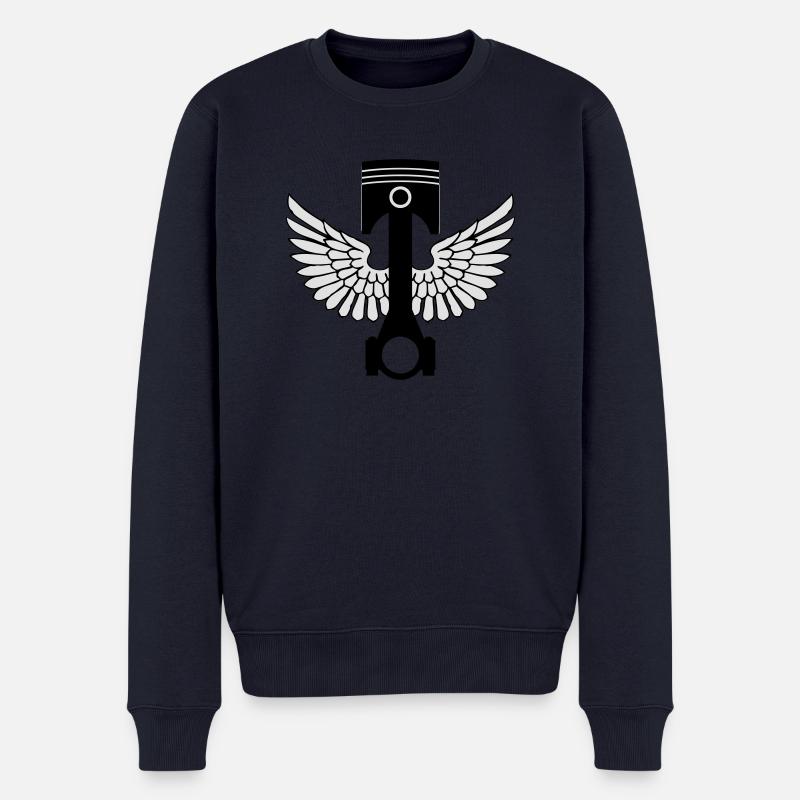 Kolben und Kolbenstange - Männer Premium Bio Pullover - Navy
