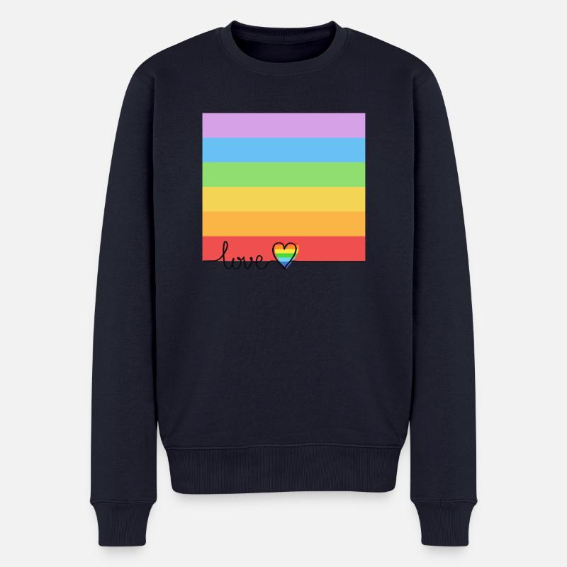 Regenbogen, LGBT, Rainbow, Gay Pride, Love - Männer Premium Bio Pullover - Navy
