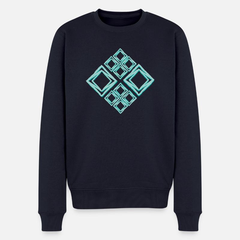 Geometrisch Türkis - Männer Premium Bio Pullover - Navy
