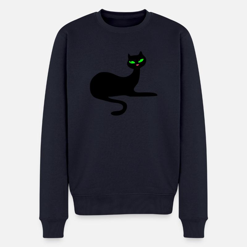 Retro Katze : Eleganz von Patjila - Männer Premium Bio Pullover - Navy