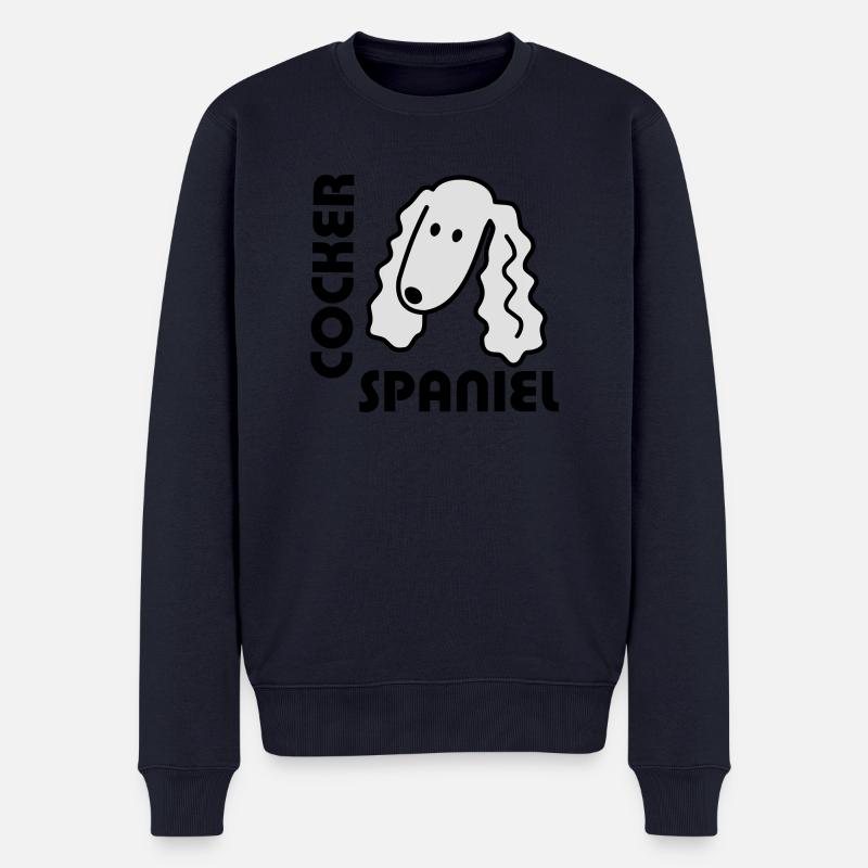 Cocker Spaniel - Pull Premium bio Homme - bleu marine