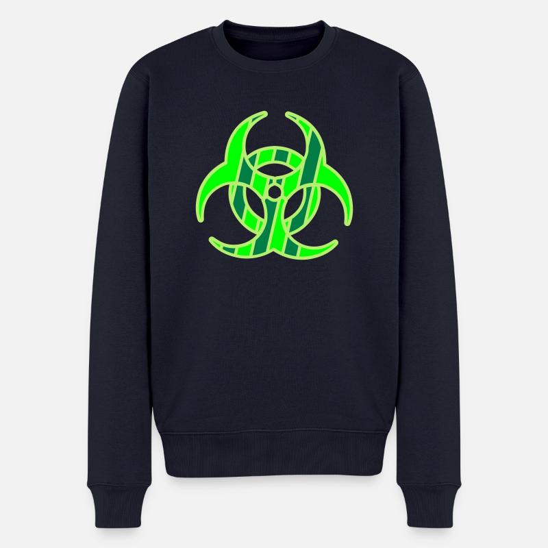 stripe_biohazard_3c - Männer Premium Bio Pullover - Navy