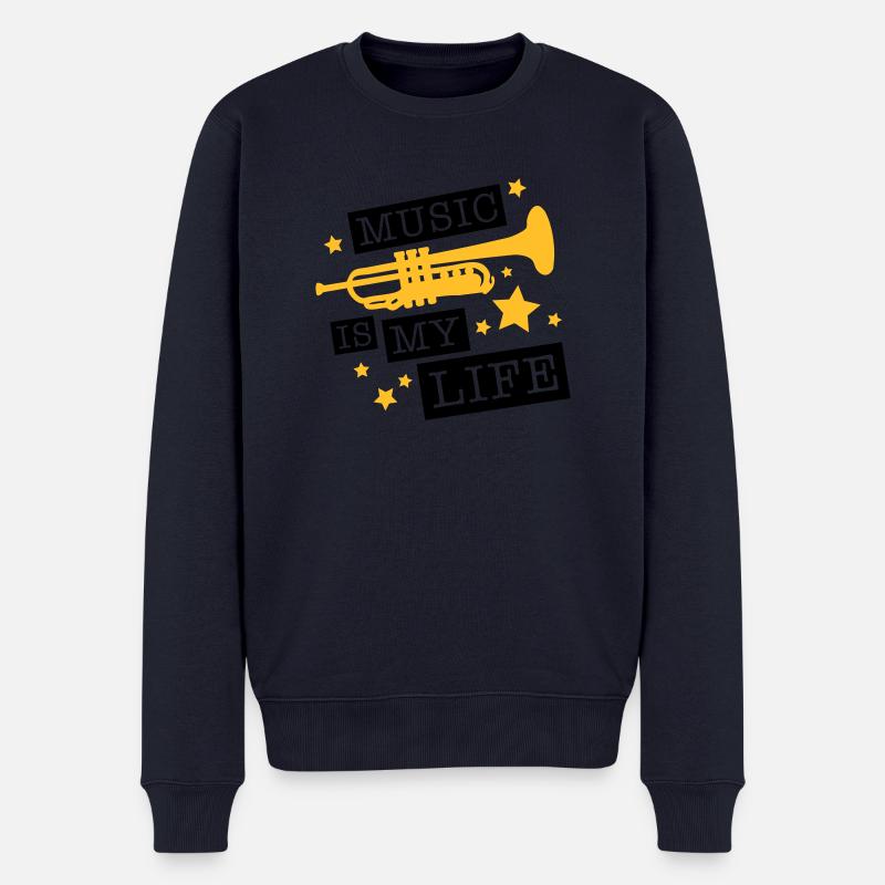 trompete_music_is_life_ge2 - Männer Premium Bio Pullover - Navy
