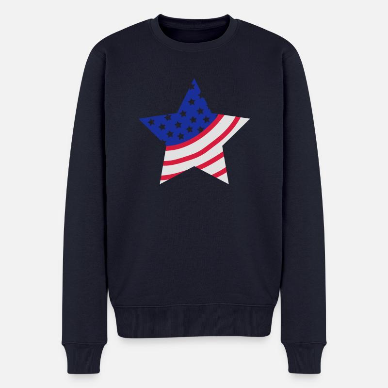usa_stern - Männer Premium Bio Pullover - Navy