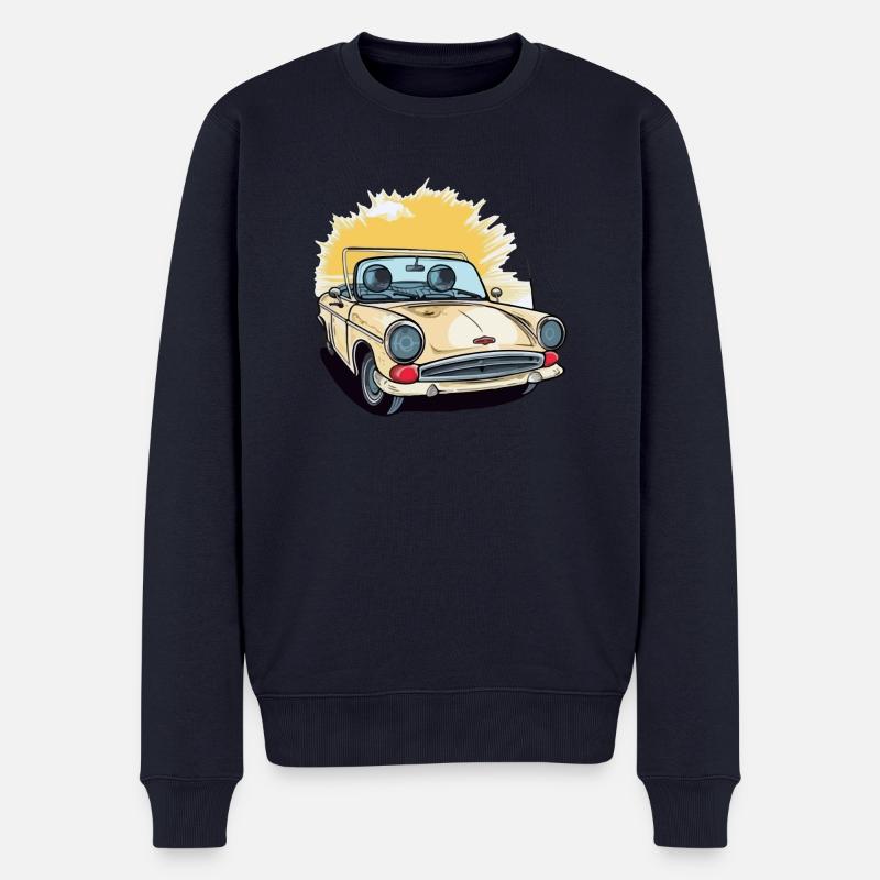 Französisches gelbes Cabriolet - Männer Premium Bio Pullover - Navy