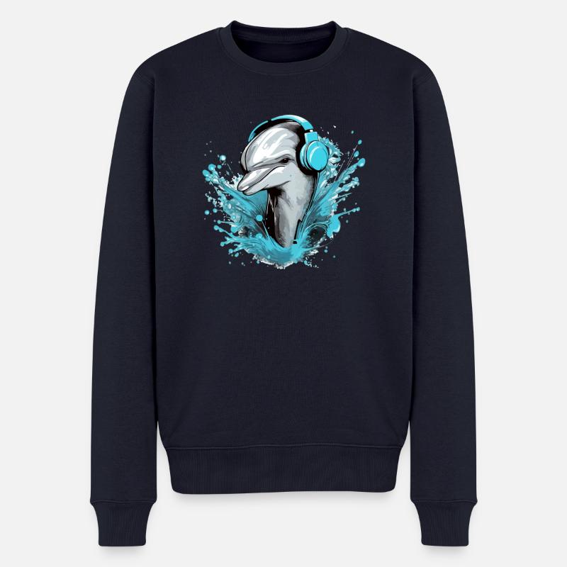 Jerko, der audiophile Delphin - Männer Premium Bio Pullover - Navy