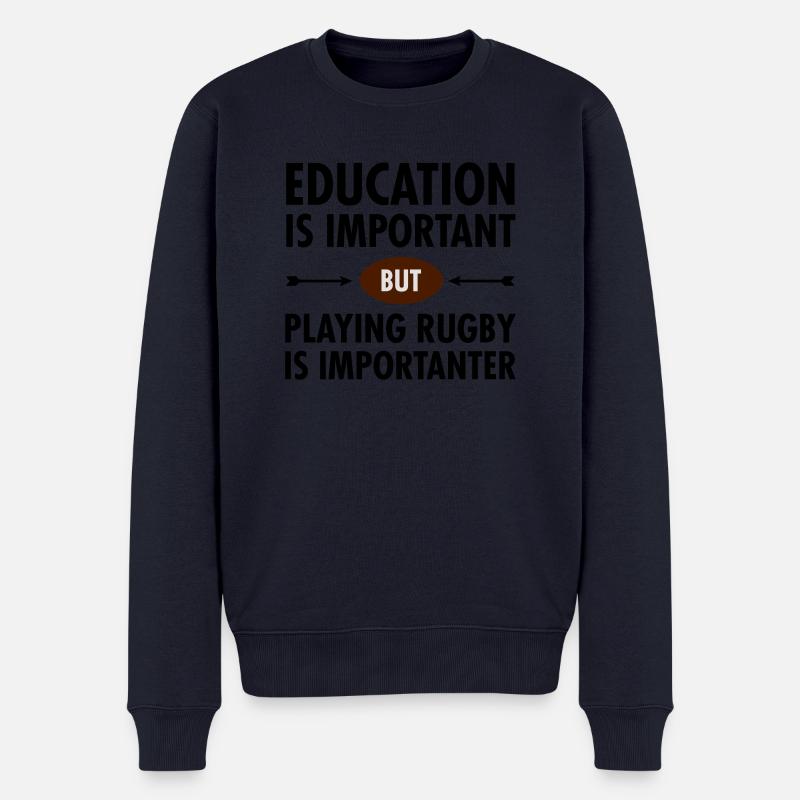 Education - Playing Rugby - Männer Premium Bio Pullover - Navy